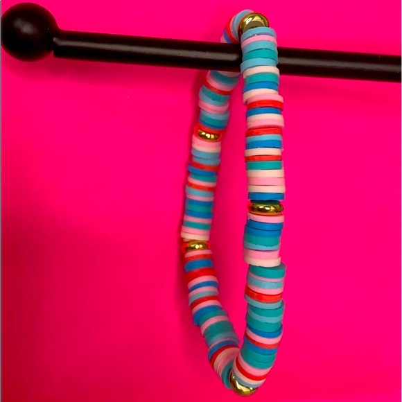 Aesthetic blue and pink clay bead bracelet🌊🌸 - Picture 4 of 5